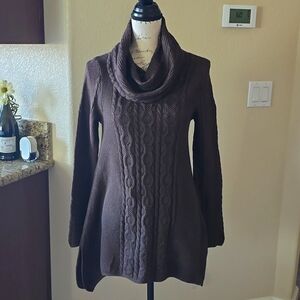 Jeanne Pierre  brown cowl neck tunic knit small sweater